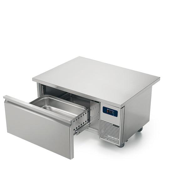 Soubassement réfrigéré avec 1 tiroirs GN 2/1 h=150 mm pour appareils de cuisson 900 mm, l=1200 mm