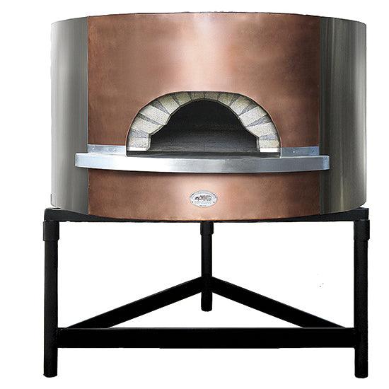 four à pizza à bois avec façade en cuivre, sole ø 1450 mm, capacité 8/10 pizzas