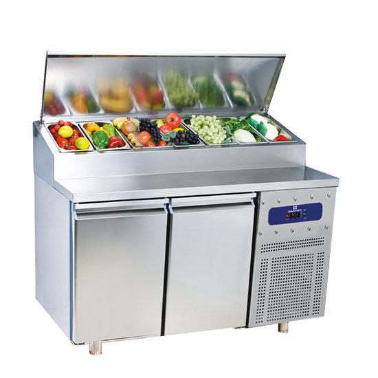 Table de préparation réfrigérée avec 2 portes GN 1/1, 7x GN 1/3 h=150 mm, +2°/+8°C