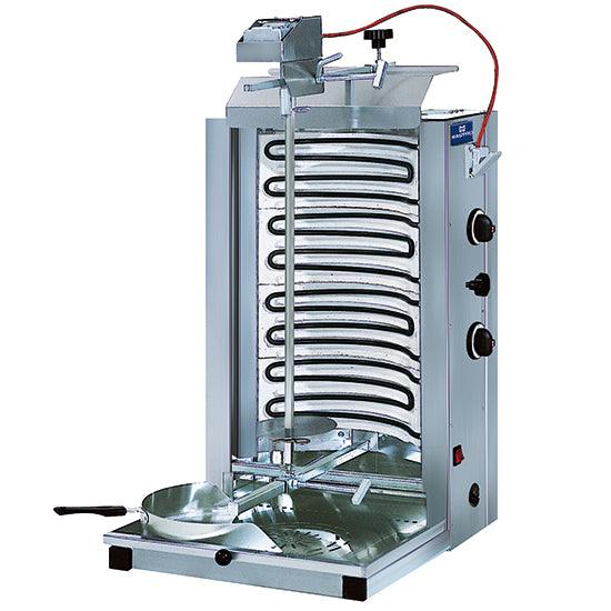 gril à kebab électrique avec 2 zones de chauffage, moteur supérieur, 30 kg