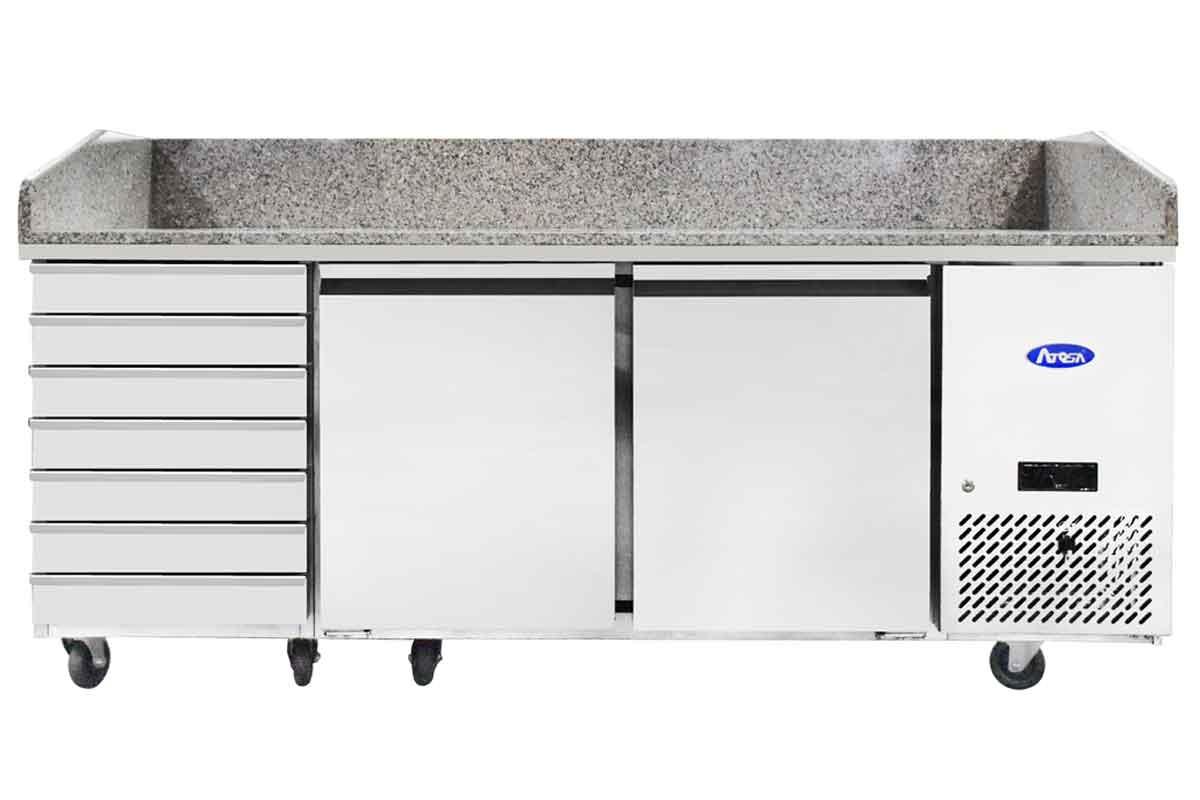 TABLE A PIZZAS 2 PORTES + 7 TIROIRS 600x400 - ATOSA - FRANCE CHR