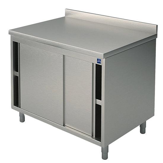 table armoire basse neutre avec portes battantes, avec dosseret, 800x700 mm