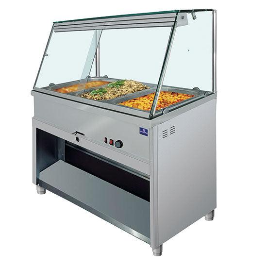 Comptoir bain-marie 4x GN 1/1 avec vitre vertical, +30°/+90°C