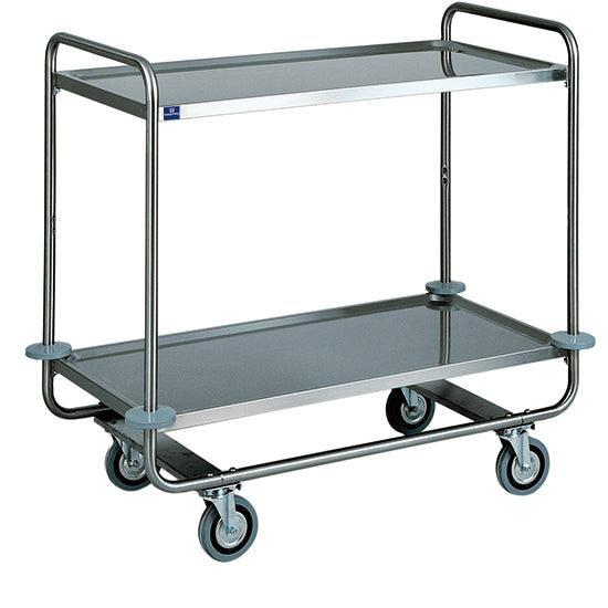 chariot de service en inox avec 2 niveaux 1050x550 mm