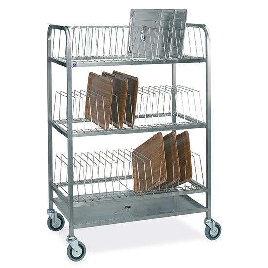 Chariot égouttoir à plateaux avec 3 niveaux, capacité 60 plateaux