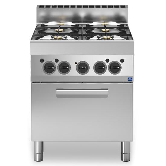 Cuisinière à gaz, 4 brûleurs, 1 four électrique à convection
