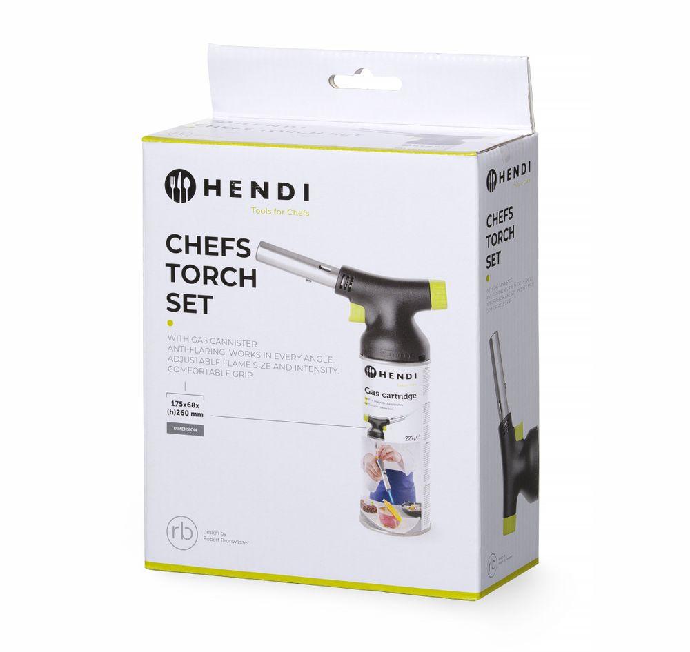Chalumeau de cuisine HENDI Jet – set avec avec cartouche, HENDI, 175x68x(H)260mm