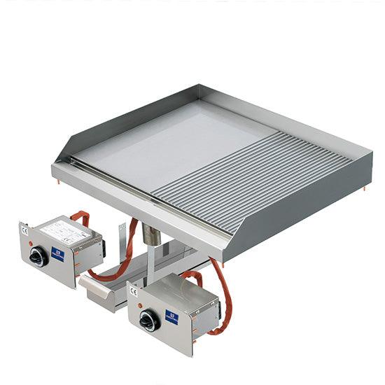 plaque grillades électrique intégrée, plaque lisse et rainurée