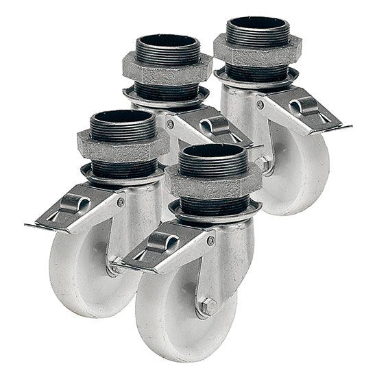 Roulettes 2+2 avec frein (uniquement pour les appareils avec une base fixe)