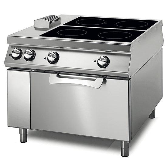 Plaque vitroceramique avec 4 plaques sur four électrique statique, contrôle sur deux côtès