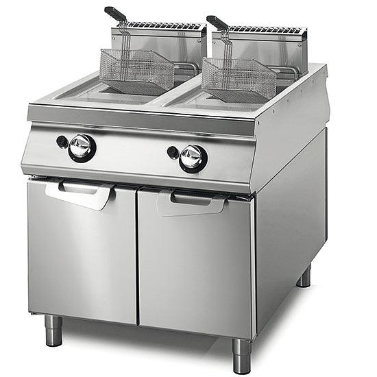 Friteuse gaz 22+22 litres sur coffre avec portes