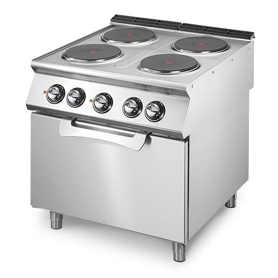 Cuisinière électrique sur four électrique statique GN 2/1, 4 plaques en fonte