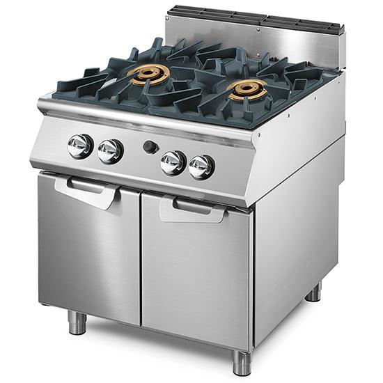 Cuisinière gaz avec 2 brûleurs chacun 16 kW sur coffre 2 portes