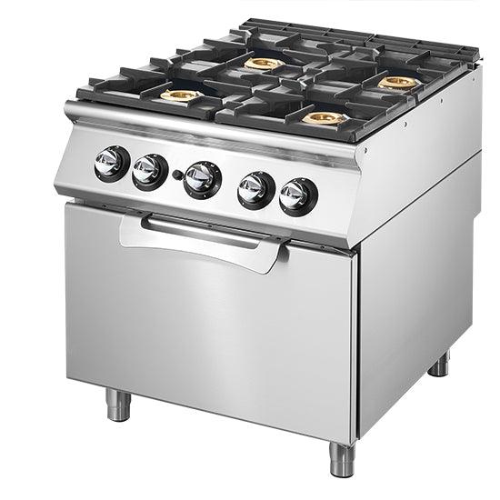 Cuisinière gaz sur four gaz statique GN 2/1, 4 brûleurs