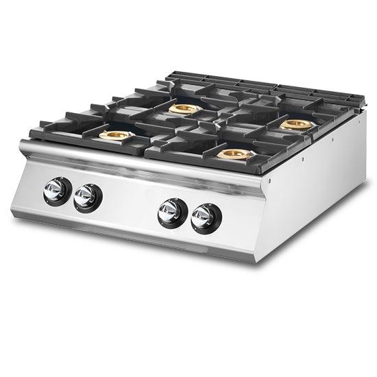 Cuisinière à gaz à 4 brûleurs, plateau de travail emboutie