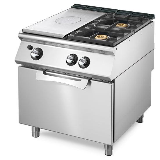 Plaque coup de feu gaz sur four gas statique GN 2/1 + 2 brûleurs