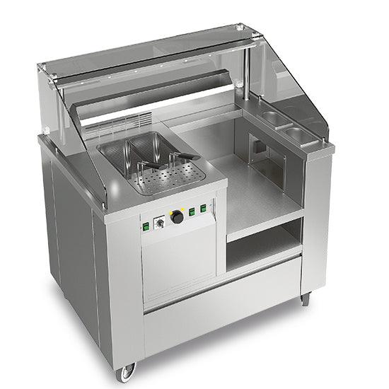 Stations de Show Pasta 1115 mm avec cuisseur à pâtes 24 litres et aspiration intégrée