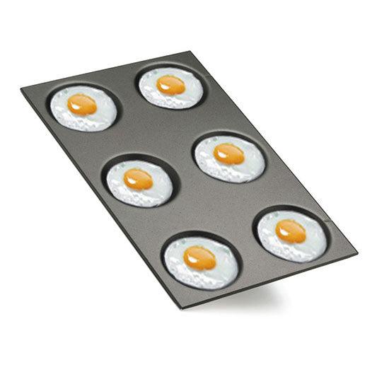 Plaque GN 1/1 revêment anti-adhésif pour les œufs sur le plat, omelettes et crêpes ø 12,5 cm