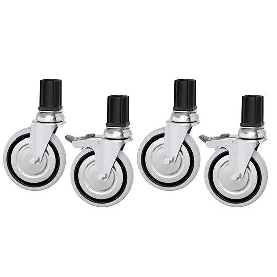 4 roulettes (2 avec frein) pour table de travail et plonge