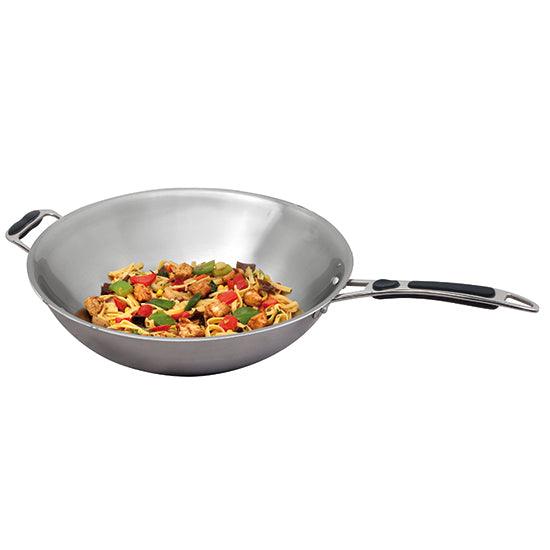 Poêle wok Ø 360 mm pour wok à induction en acier inox