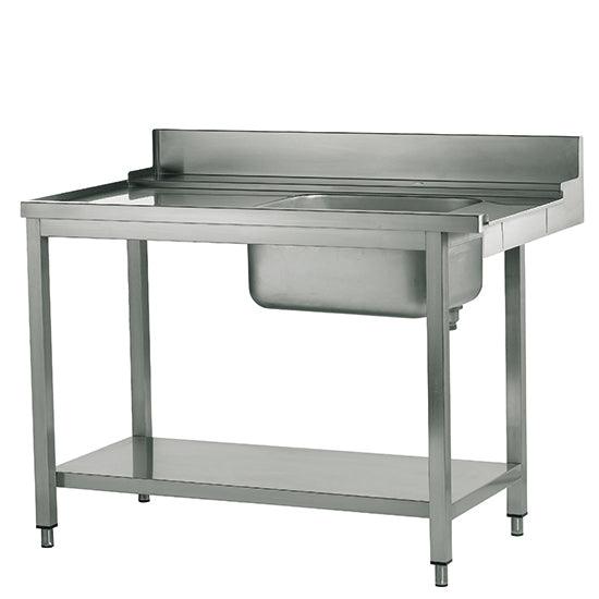 table d'entrée gauche avec évier à droite pour lave-vaisselles à capot, l=1200 mm
