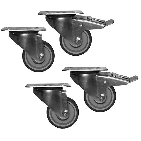 4 roulettes (2 avec frein) pour table armoire basse et plonge sur armoire