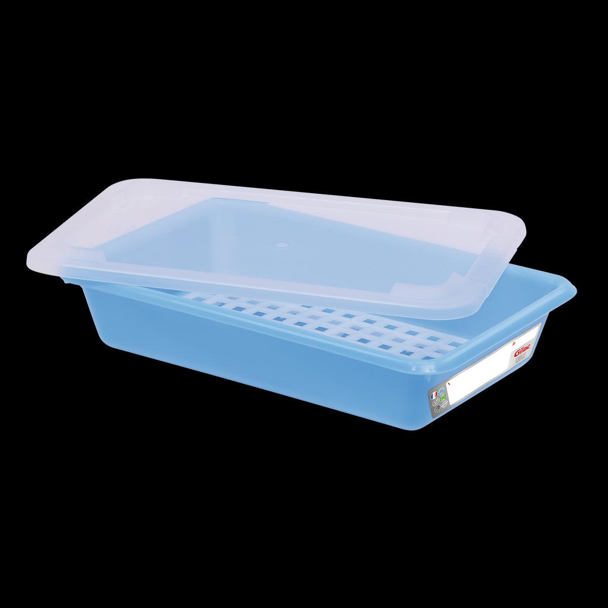 Bac plat 3 L HACCP bleu + couvercle + grille - FRANCE CHR