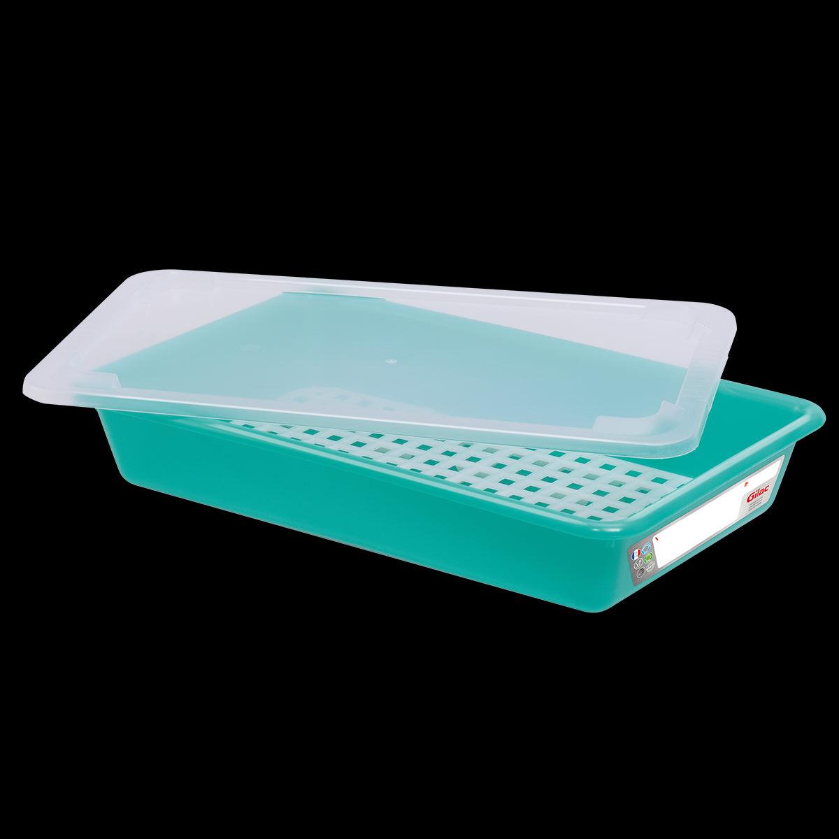 Bac plat 5 L HACCP vert + couvercle + grille - FRANCE CHR