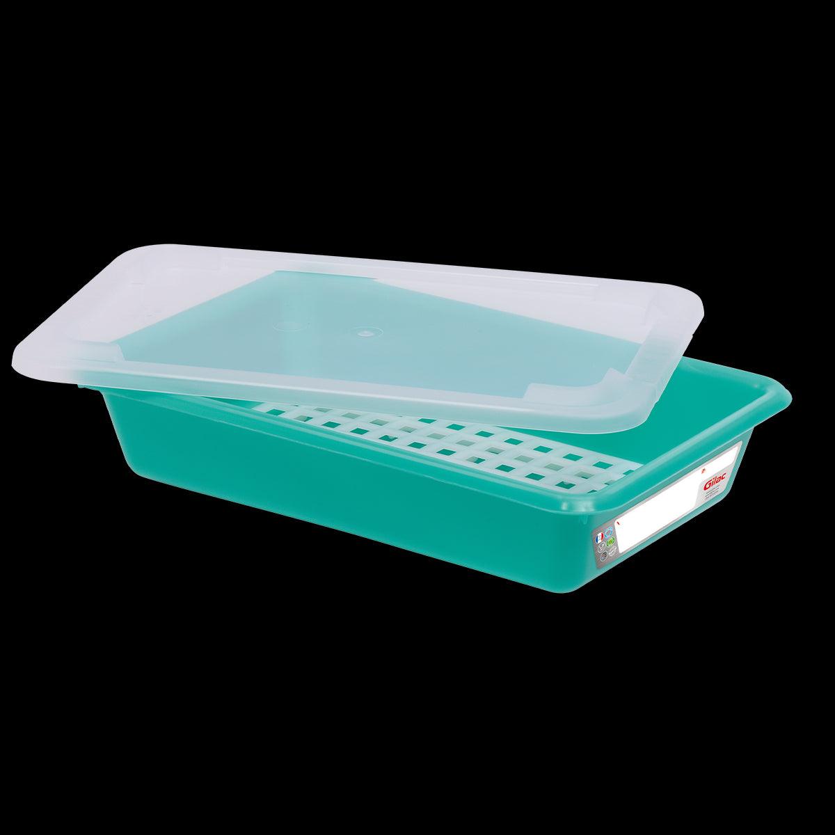 Bac plat 3 L HACCP vert + couvercle + grille - FRANCE CHR