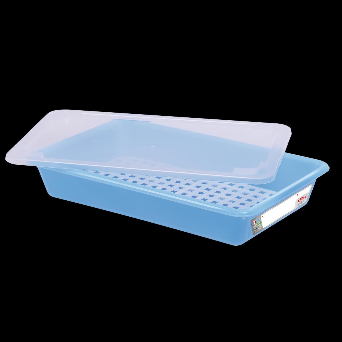 Bac plat 5 L HACCP bleu + couvercle + grille - FRANCE CHR