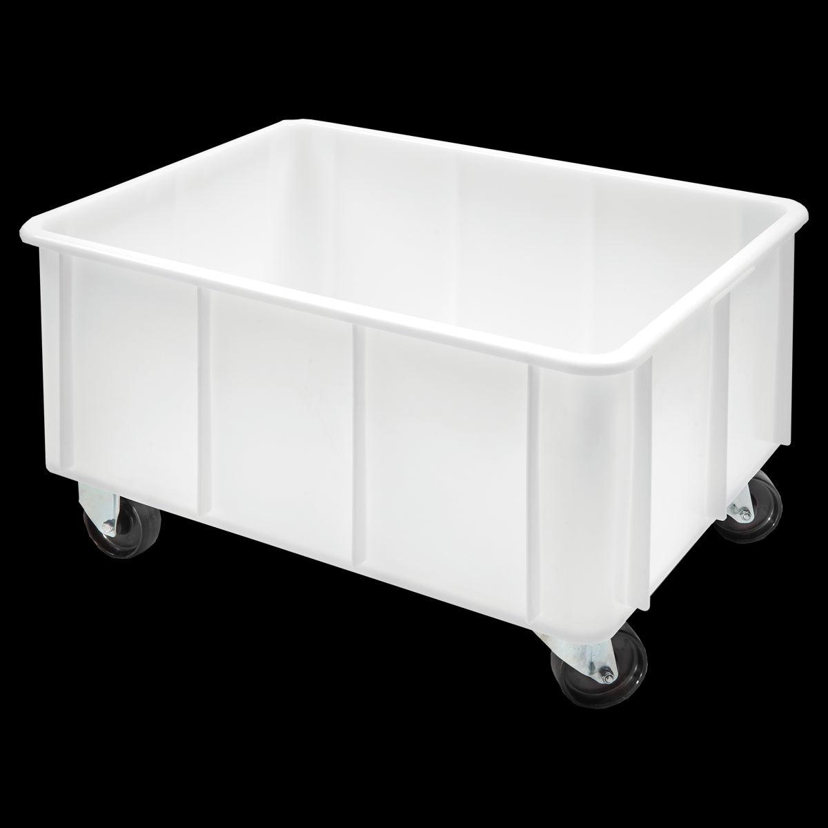 Bac renforcé grand volume empilable 120 L - 2 roues fixes + 2 pivotantes - blanc - FRANCE CHR