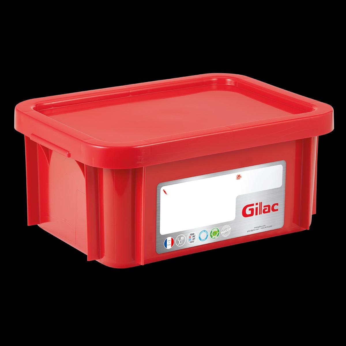 Bac HACCP 12 L rectangulaire + couvercle - rouge - FRANCE CHR