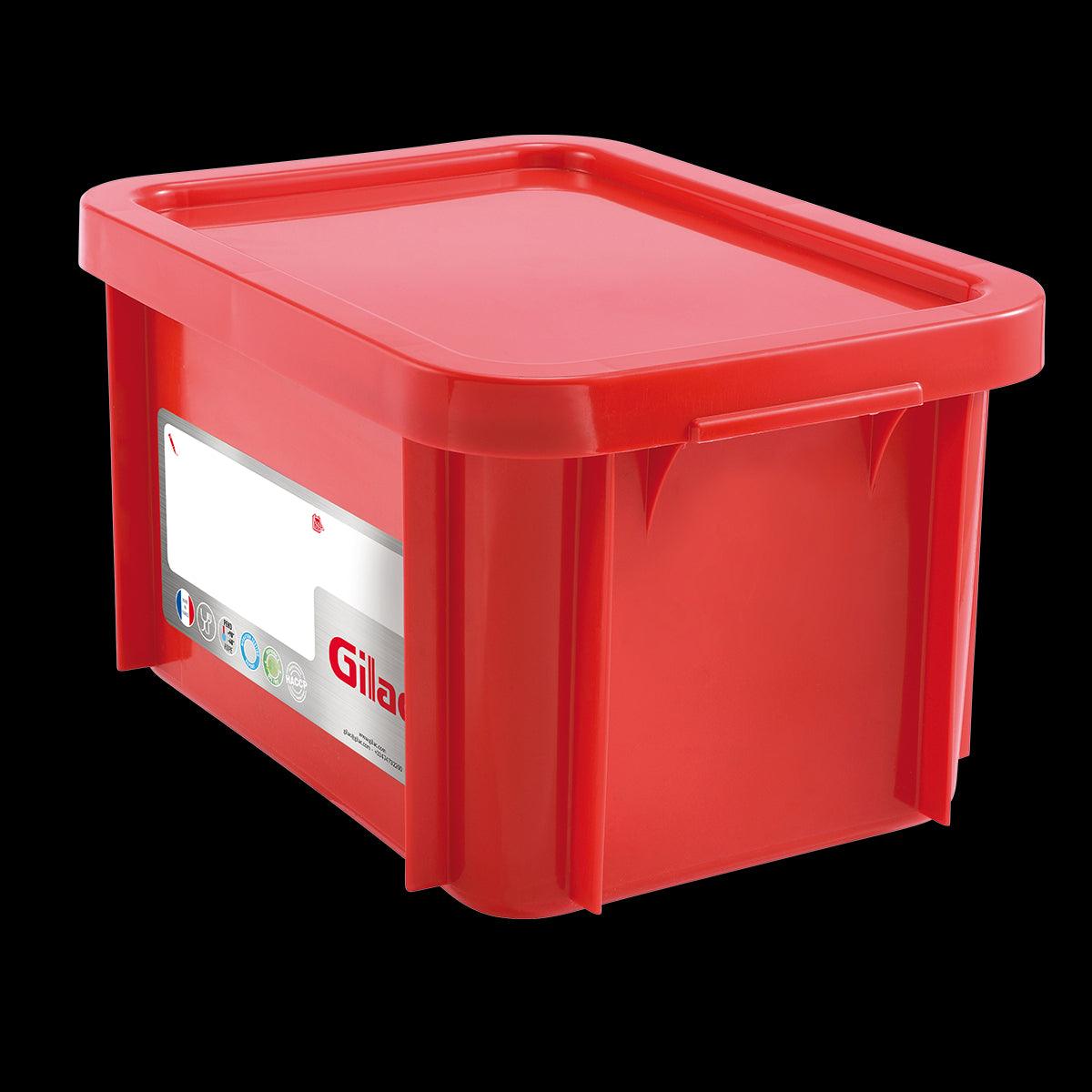 Bac HACCP 15 L rectangulaire + couvercle - rouge - FRANCE CHR