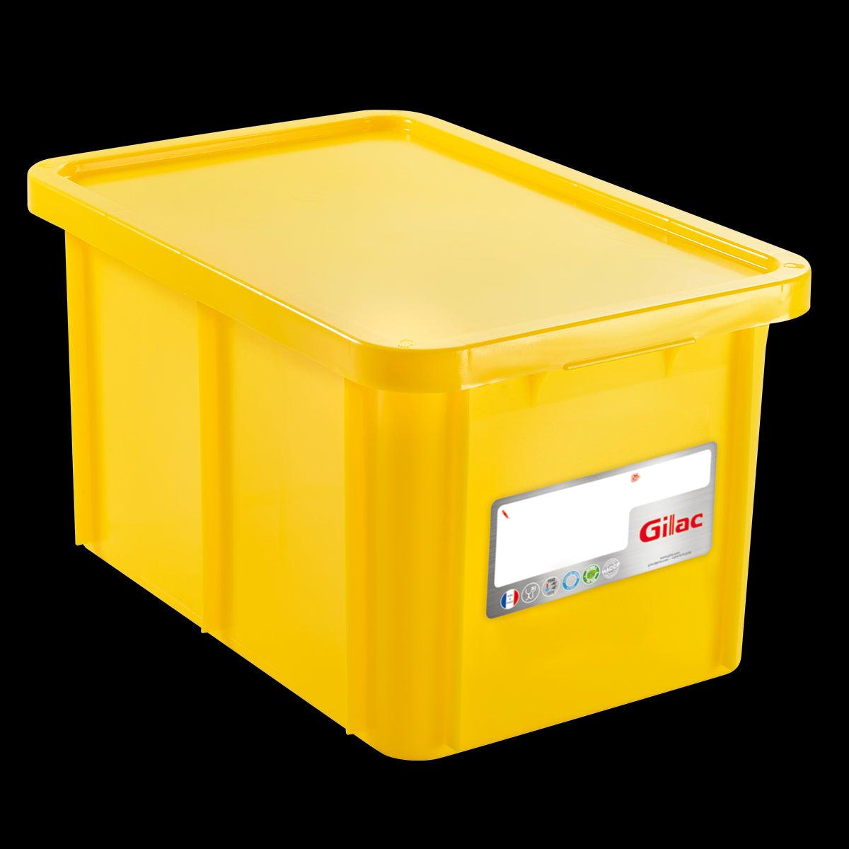 Bac HACCP 55 L rectangulaire + couvercle - jaune - FRANCE CHR