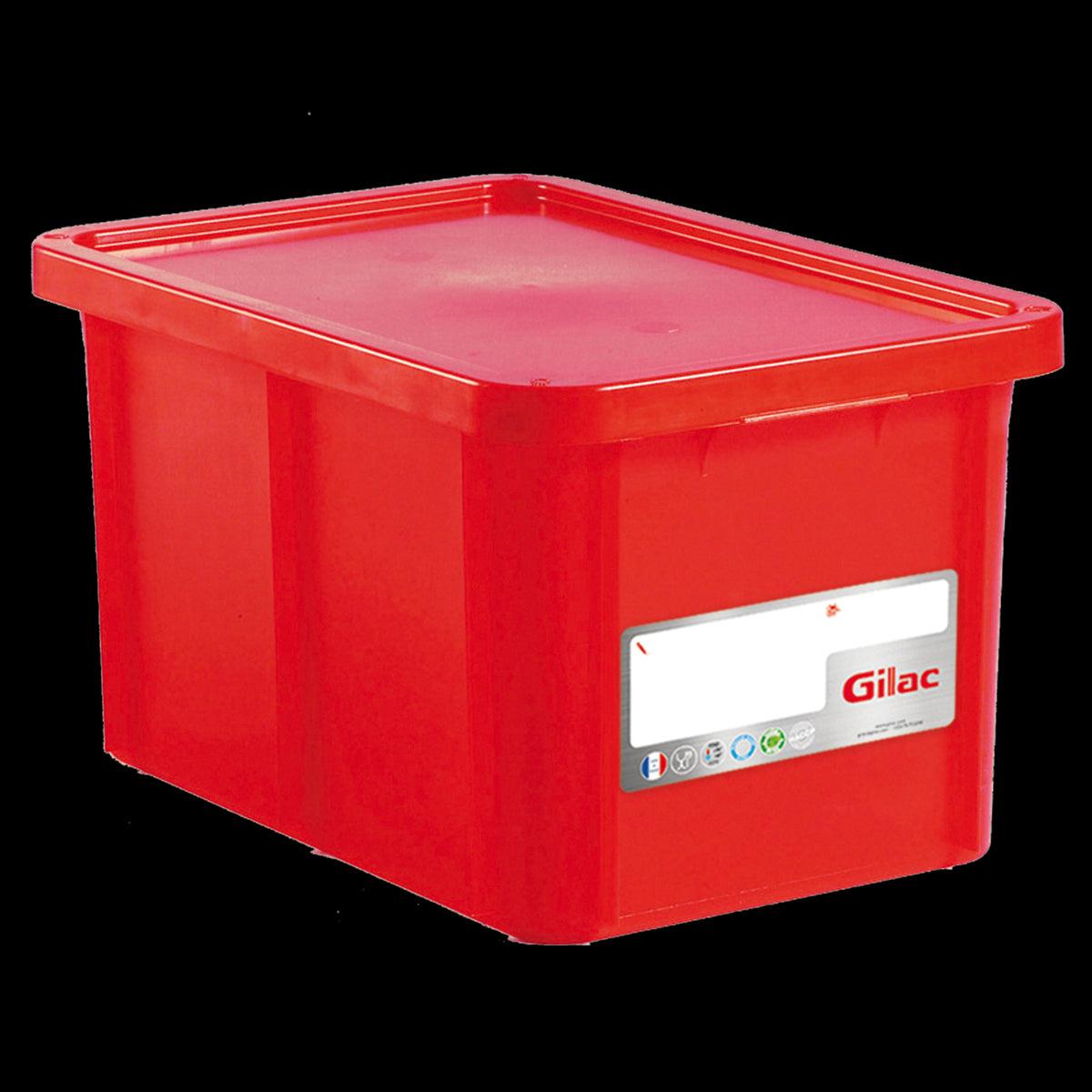 Bac HACCP 55 L rectangulaire + couvercle - rouge - FRANCE CHR