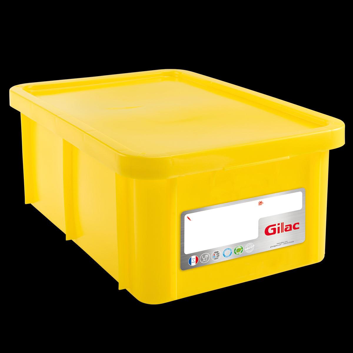 Bac HACCP 35 L rectangulaire + couvercle - jaune - FRANCE CHR