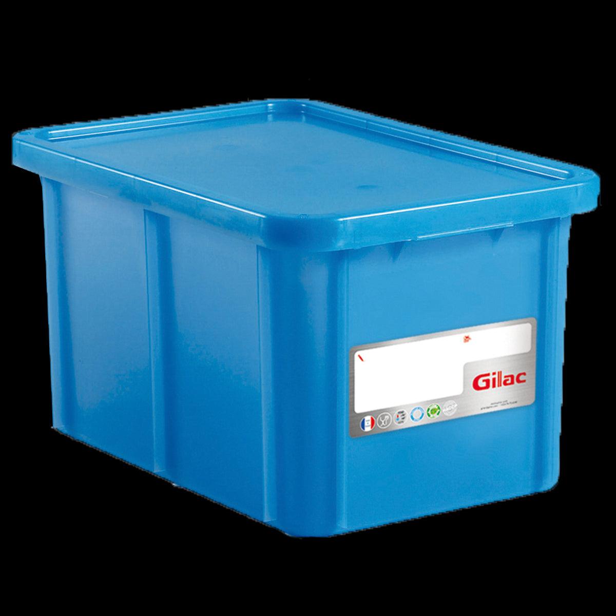 Bac HACCP 55 L rectangulaire + couvercle - bleu - FRANCE CHR