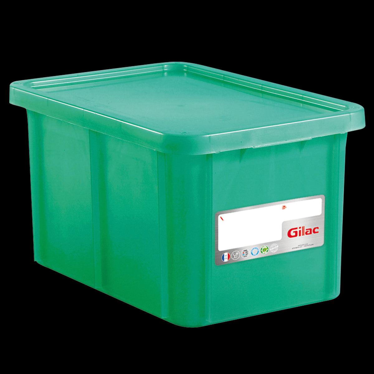 Bac HACCP 55 L rectangulaire + couvercle - vert - FRANCE CHR