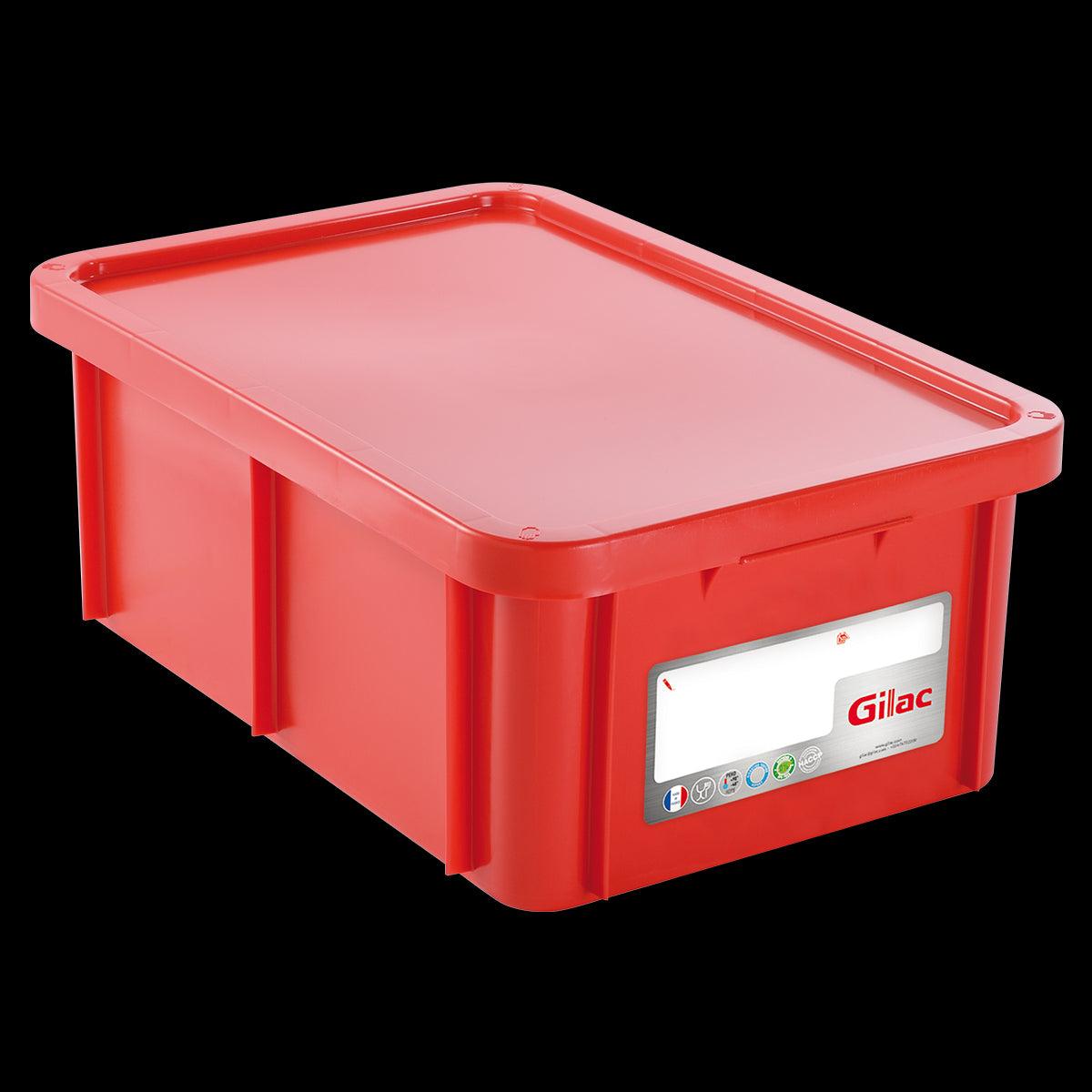 Bac HACCP 35 L rectangulaire + couvercle - rouge - FRANCE CHR