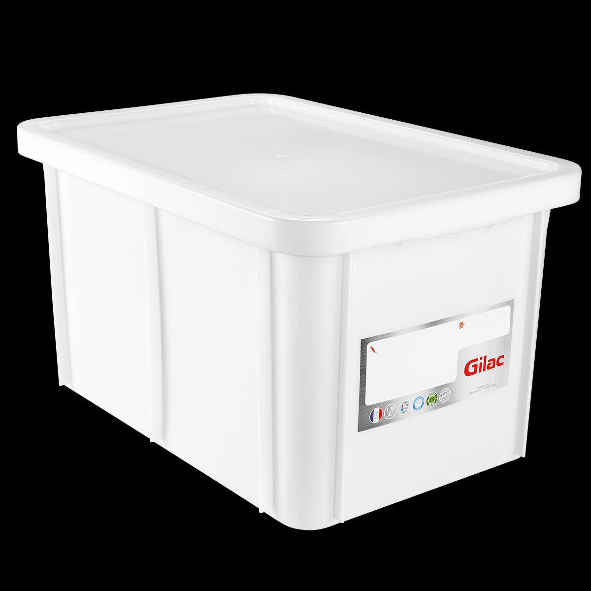 Bac HACCP 55 L rectangulaire + couvercle - blanc - FRANCE CHR