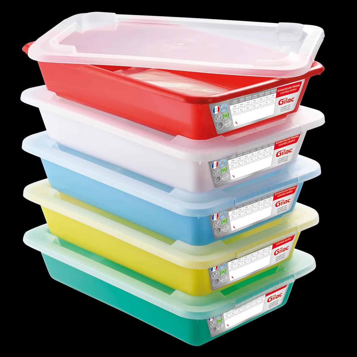 Bacs plats témoins 8 L HACCP + couvercles - Lot de 5 - FRANCE CHR