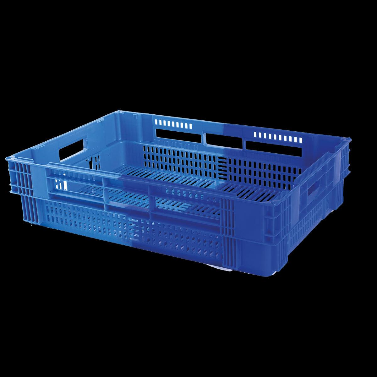 Caisse ajourée empilable emboitable 600 x 400 x 147 mm bicolore 26 L - bleu/bleu - FRANCE CHR