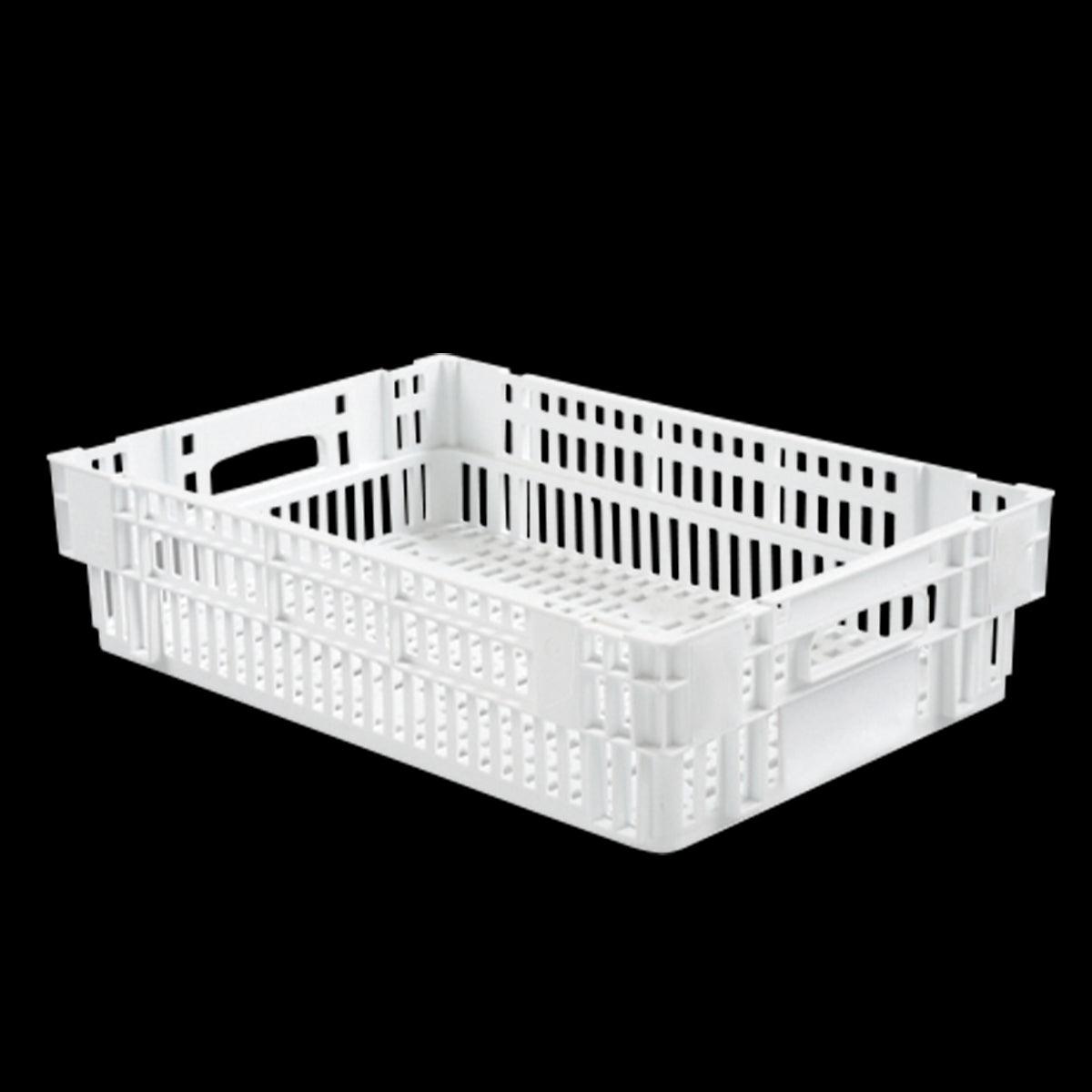 Caisse ajourée empilable emboitable 600 x 400 x 145 mm - 27 L - blanc - FRANCE CHR