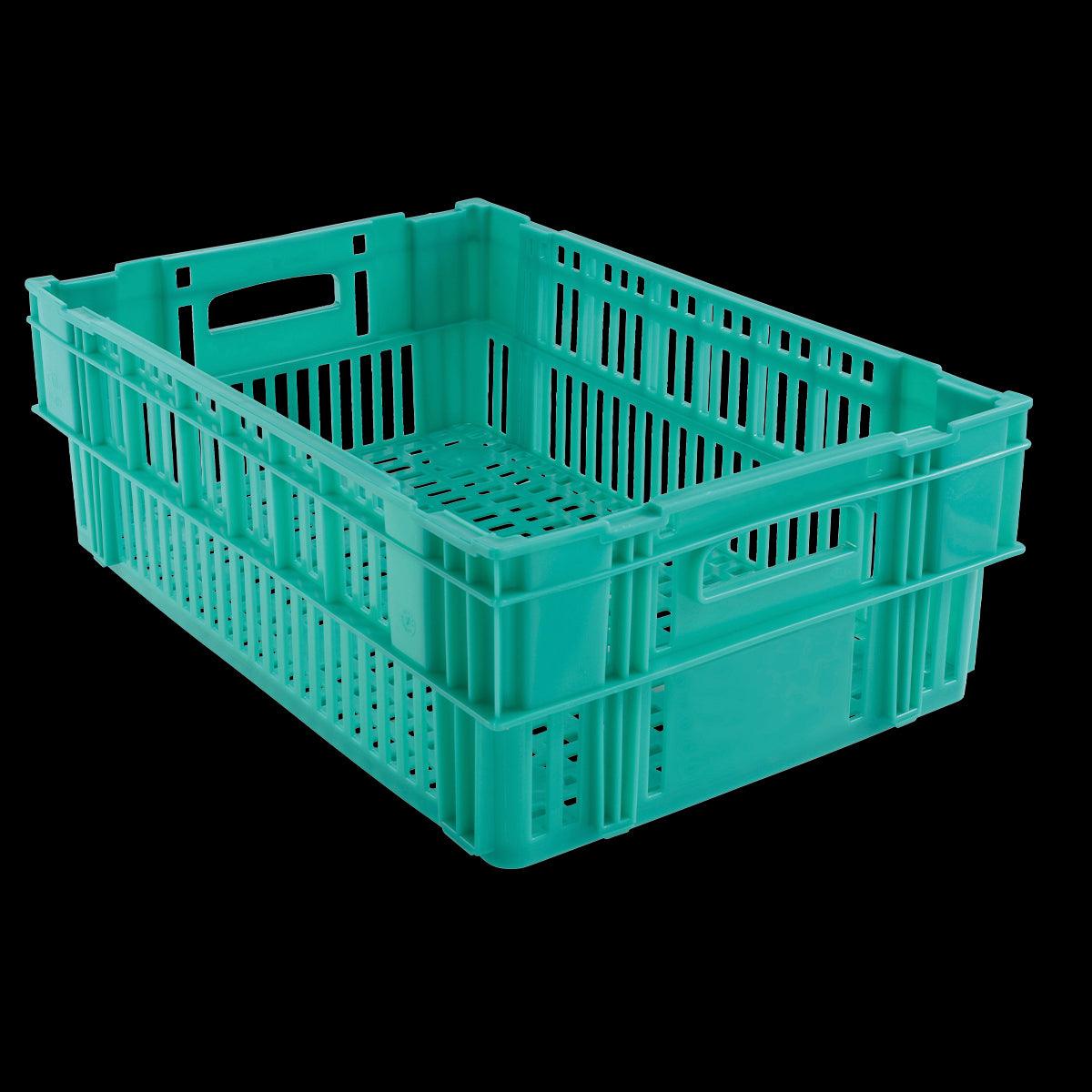 Caisse ajourée empilable emboitable 600 x 400 x 197 mm - 37 L - vert - FRANCE CHR