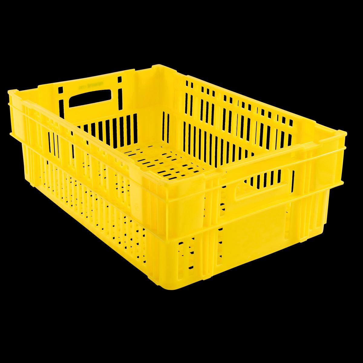 Caisse ajourée empilable emboitable 600 x 400 x 197 mm - 37 L - jaune - FRANCE CHR