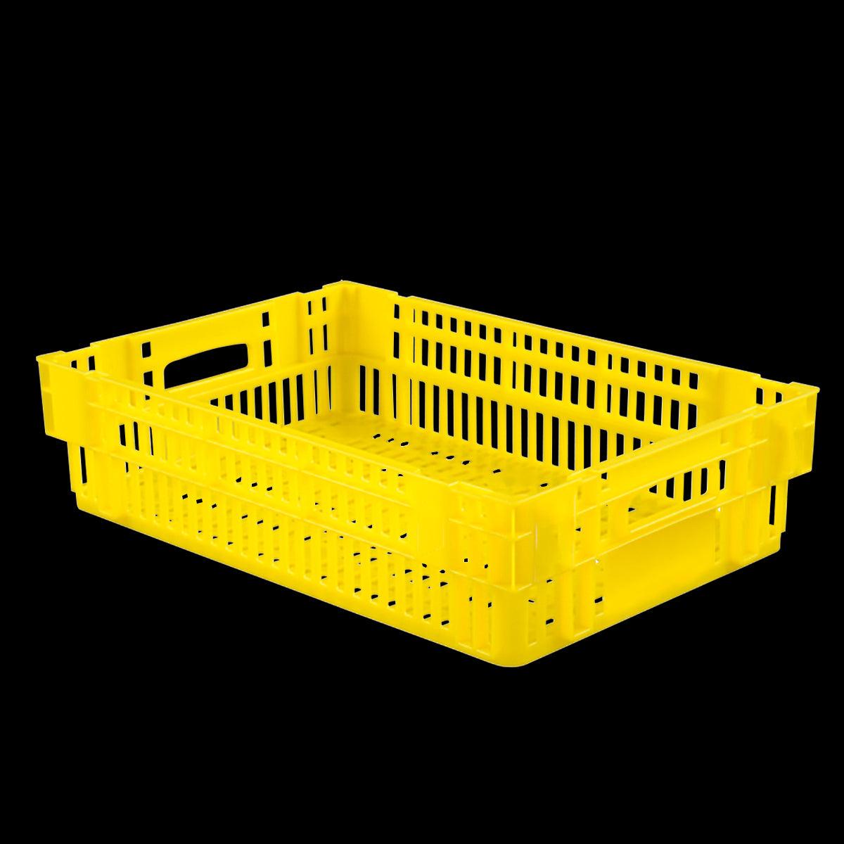 Caisse ajourée empilable emboitable 600 x 400 x 146 mm - 27 L - jaune - FRANCE CHR