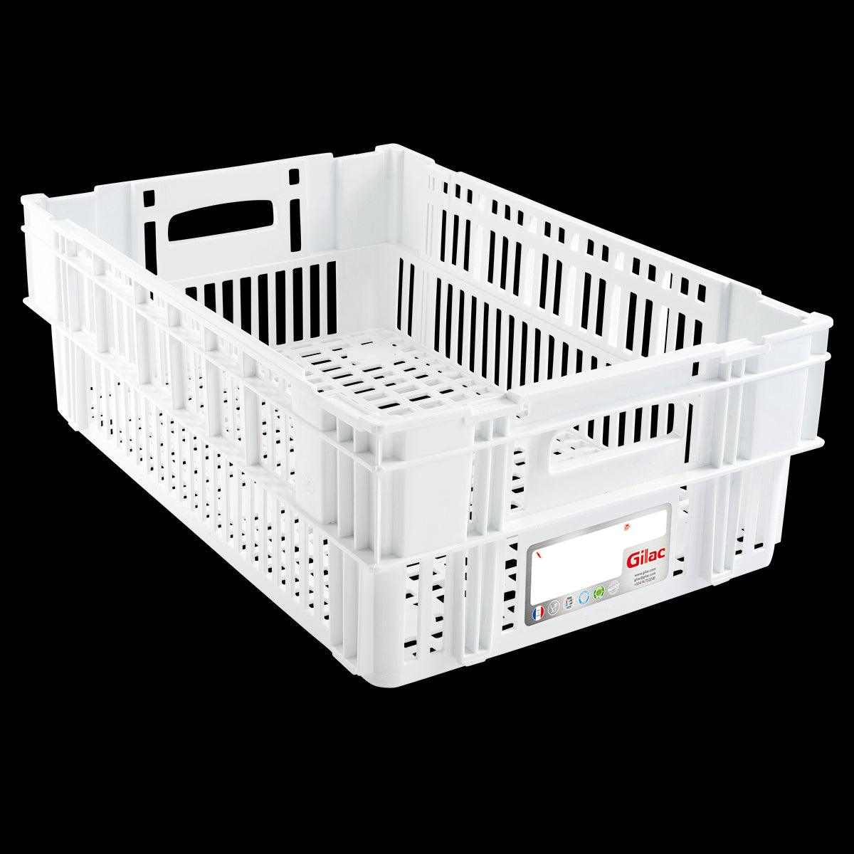 Caisse ajourée empilable emboitable 600 x 400 x 197 mm HACCP - 37 L - blanc - FRANCE CHR