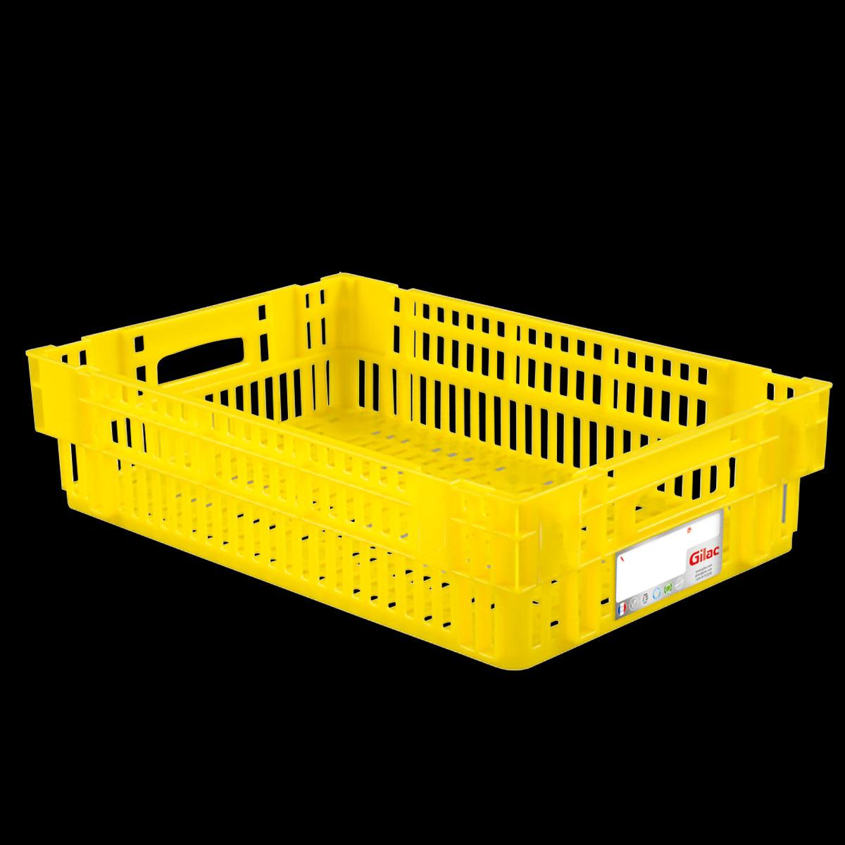 Caisse ajourée empilable emboitable 600 x 400 x 146 mm HACCP - 27 L - jaune - FRANCE CHR