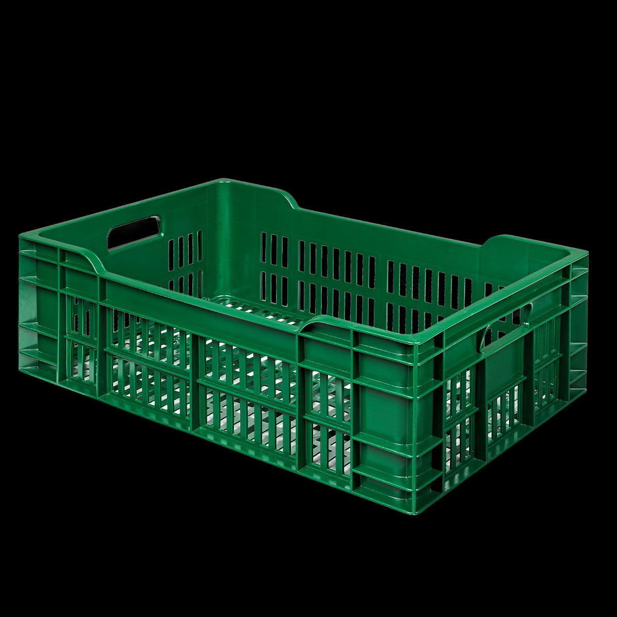 Caisse ajourée 600 x 400 x 200 mm en PEHD recyclé 40 L - vert - FRANCE CHR