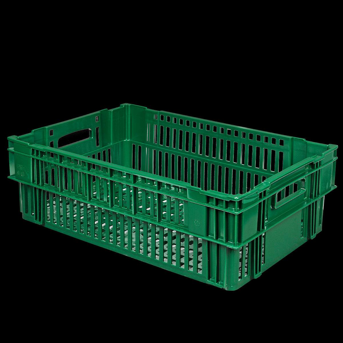 Caisse ajourée empilable emboitable 600 x 400 x 197 mm en PEHD recyclé 37 L – vert - FRANCE CHR